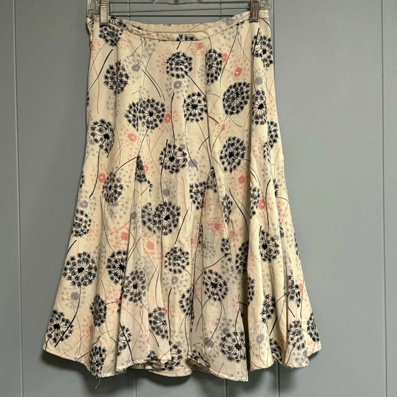 MINT Vintage 2Piece Set Silk Blouse Silk Wool Skirt Cream Dandelion Print Size 8 - Picture 11 of 15